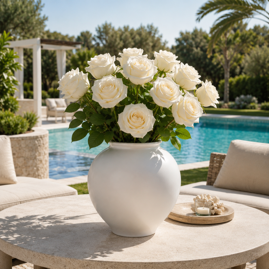Vase rond blanc