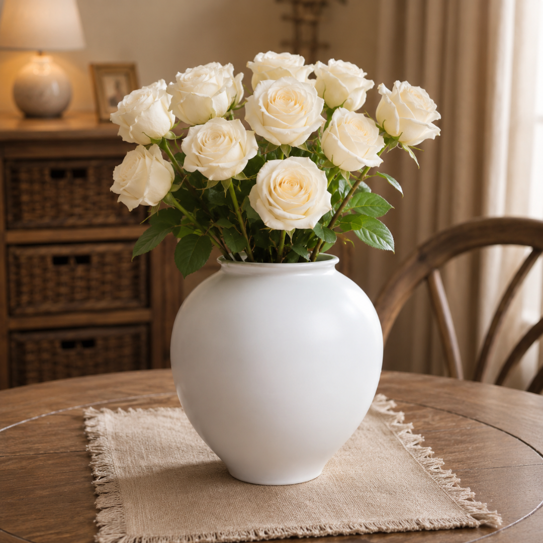 Vase rond blanc