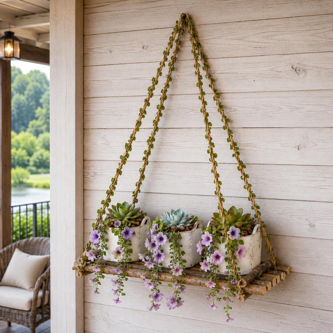 Suspension en bois pour plante
