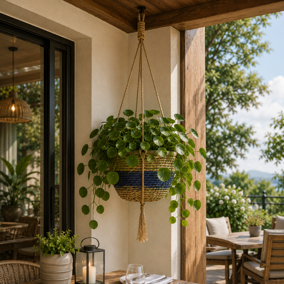 Suspension en osier pour plantes