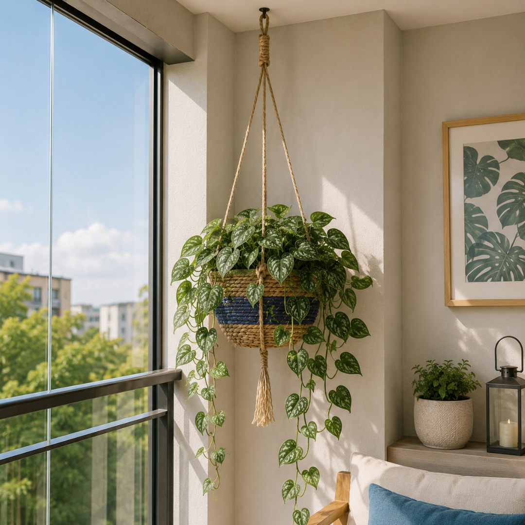 Suspension en osier pour plantes