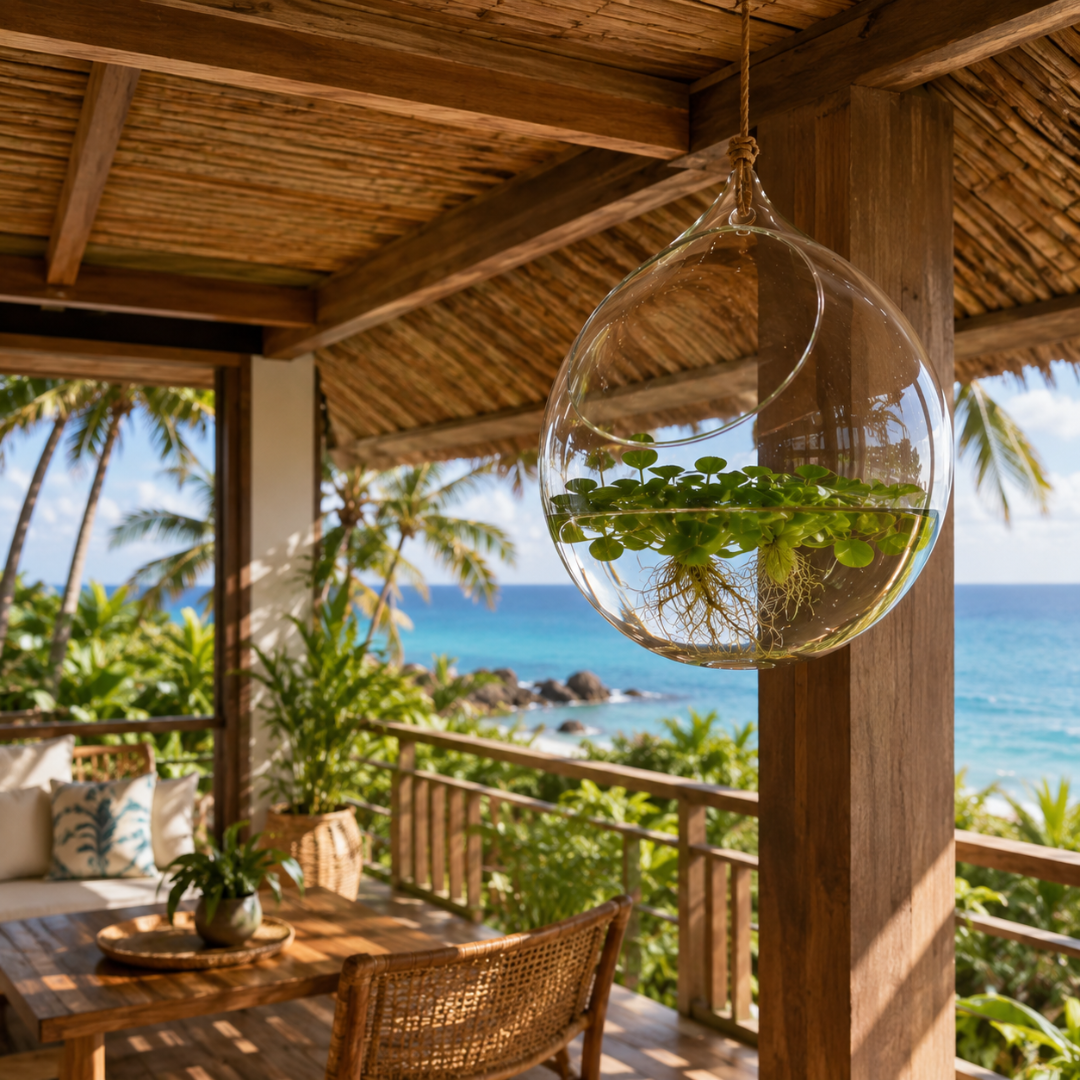 Suspension en verre pour plante