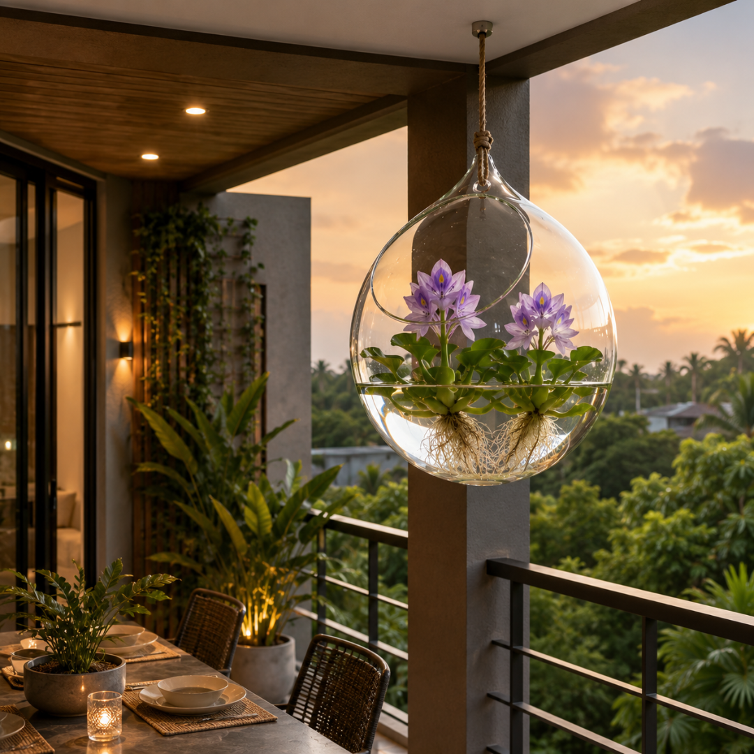 Suspension en verre pour plante
