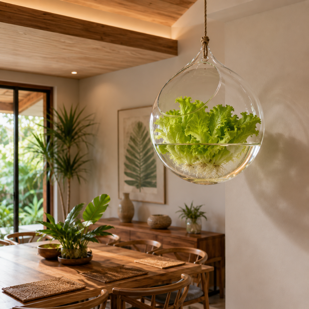 Suspension en verre pour plante