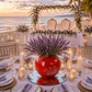 Centre de table rouge et blanc pour mariage