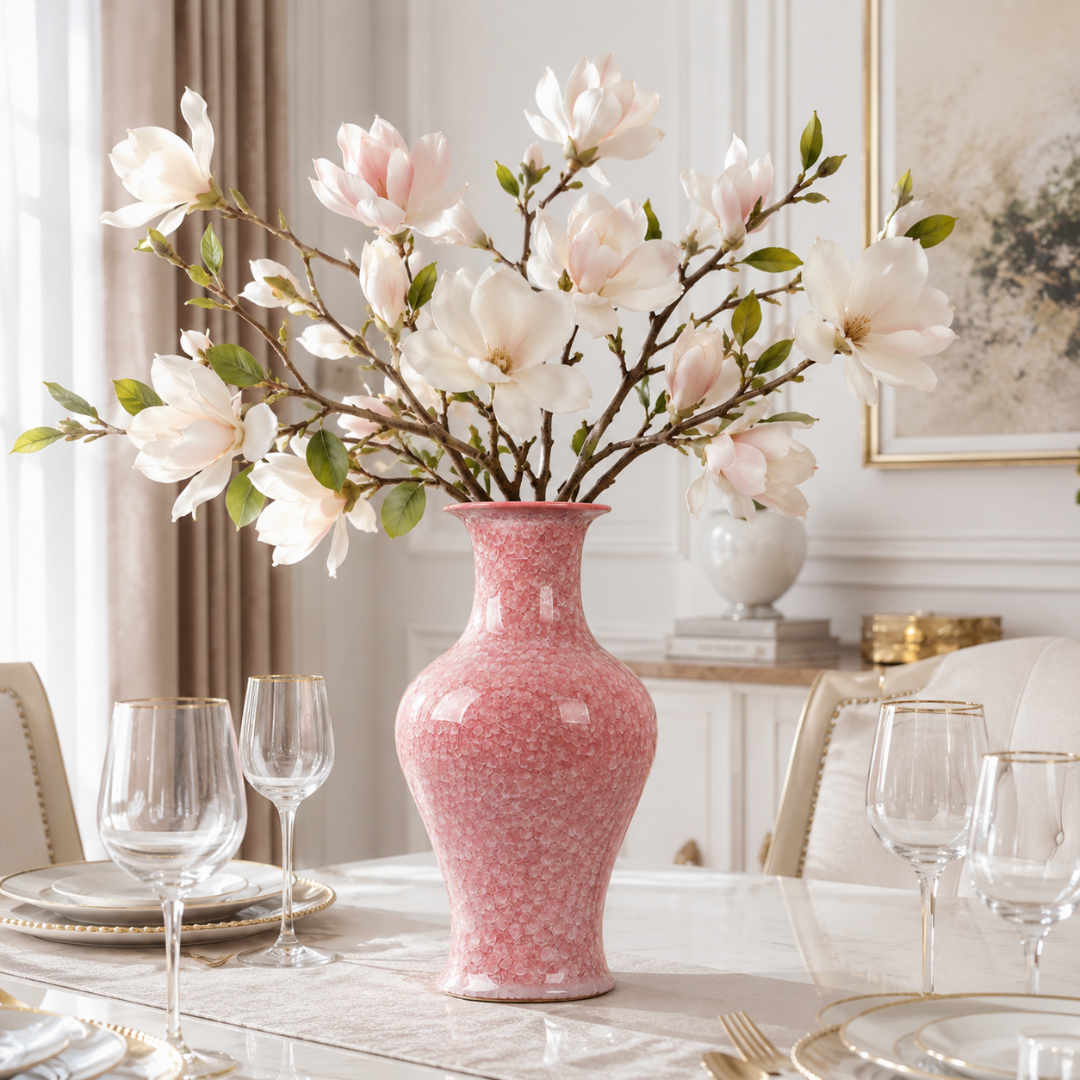 Grand vase rose poudré