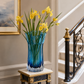 Vase transparent bleu