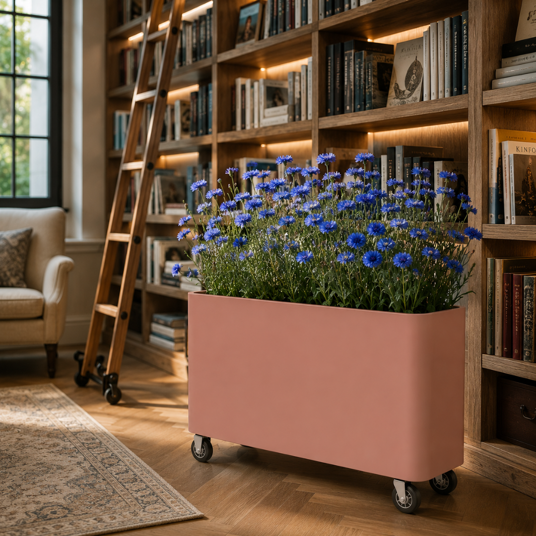 Grand bac à fleur sur roulettes