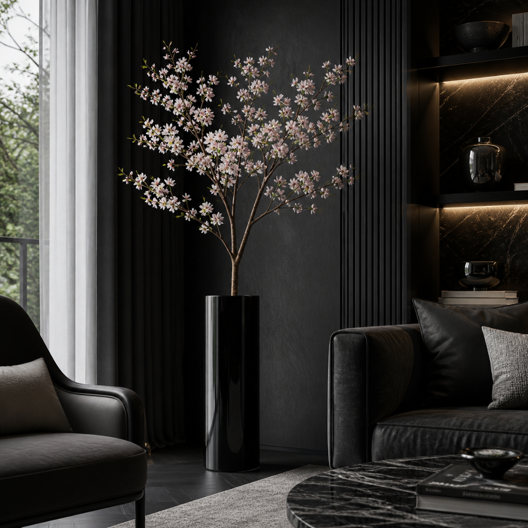 Grand vase noir brillant