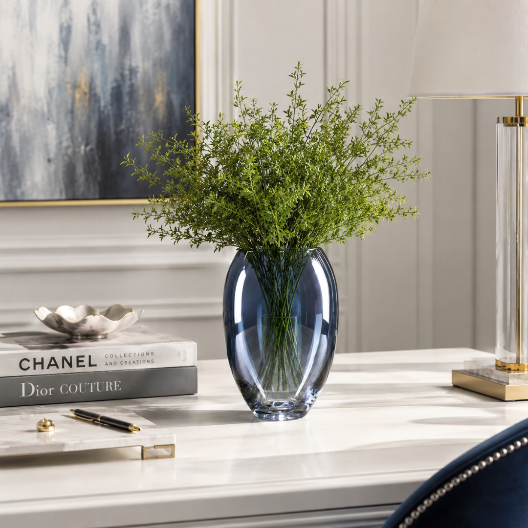 Vase en cristal bleu