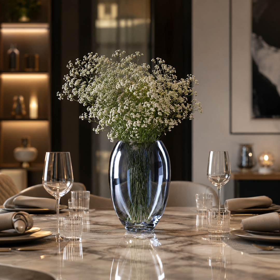 Vase en cristal bleu