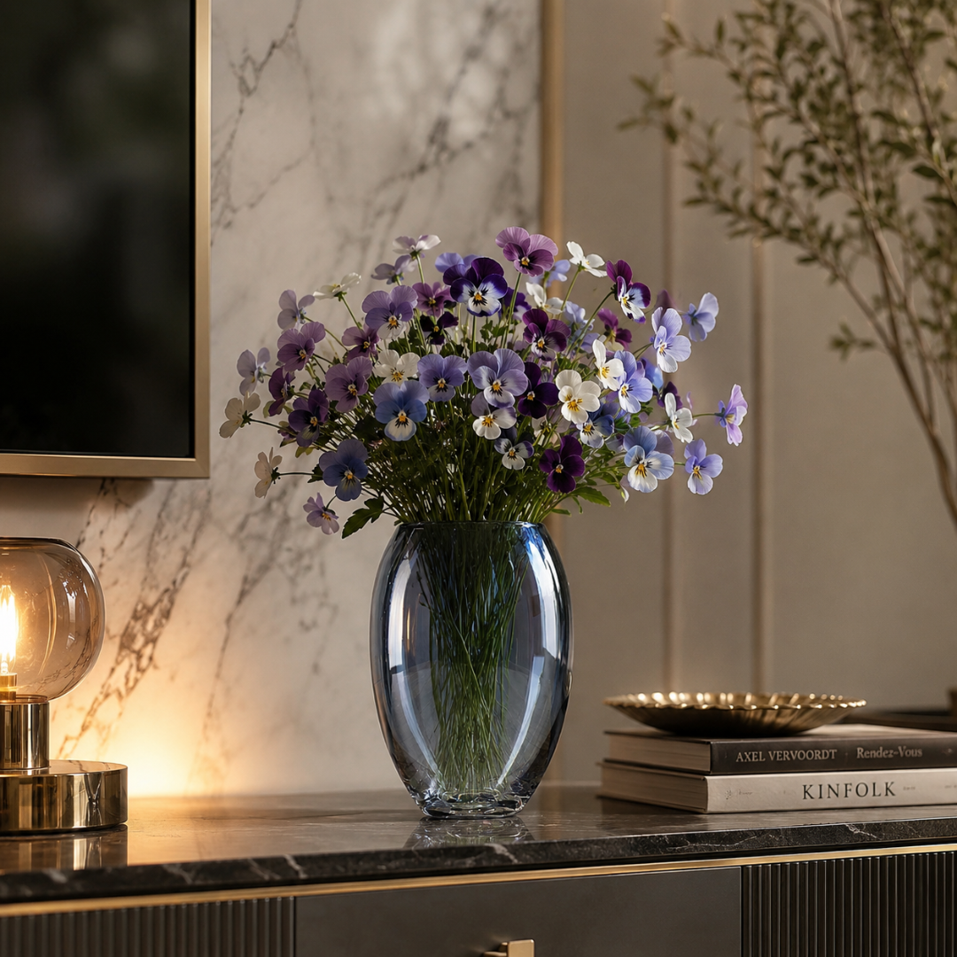 Vase en cristal bleu
