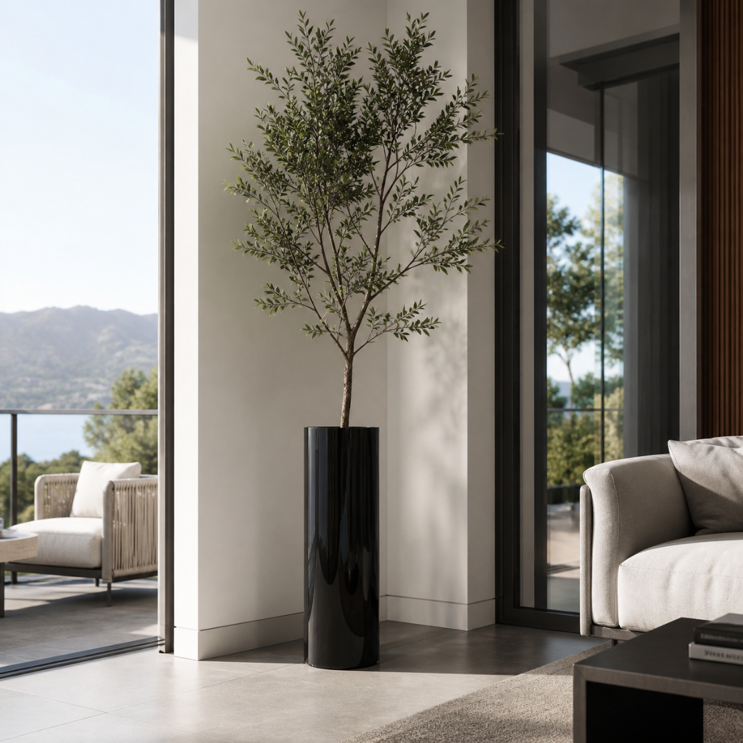 Grand vase noir brillant