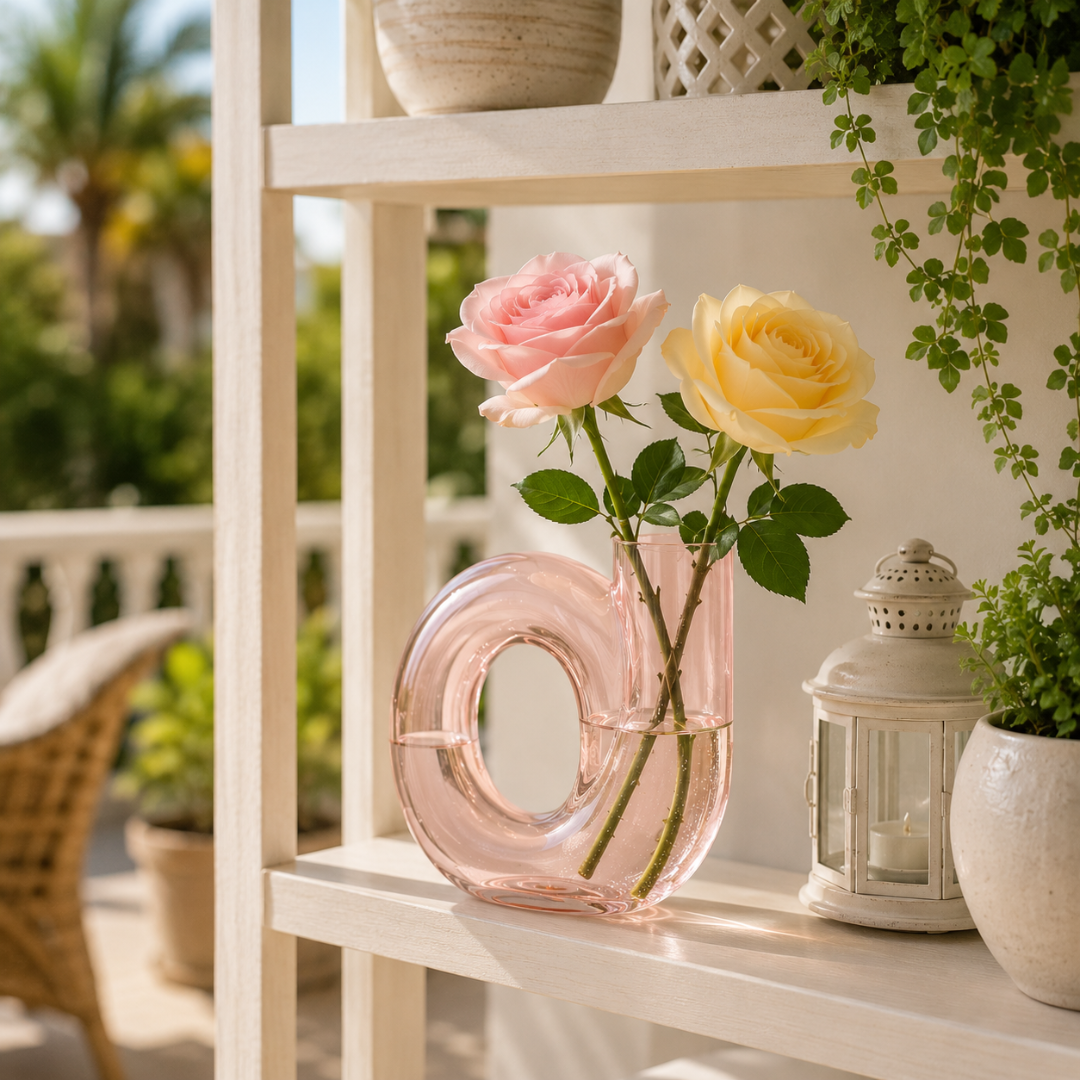 Vase rose transparent