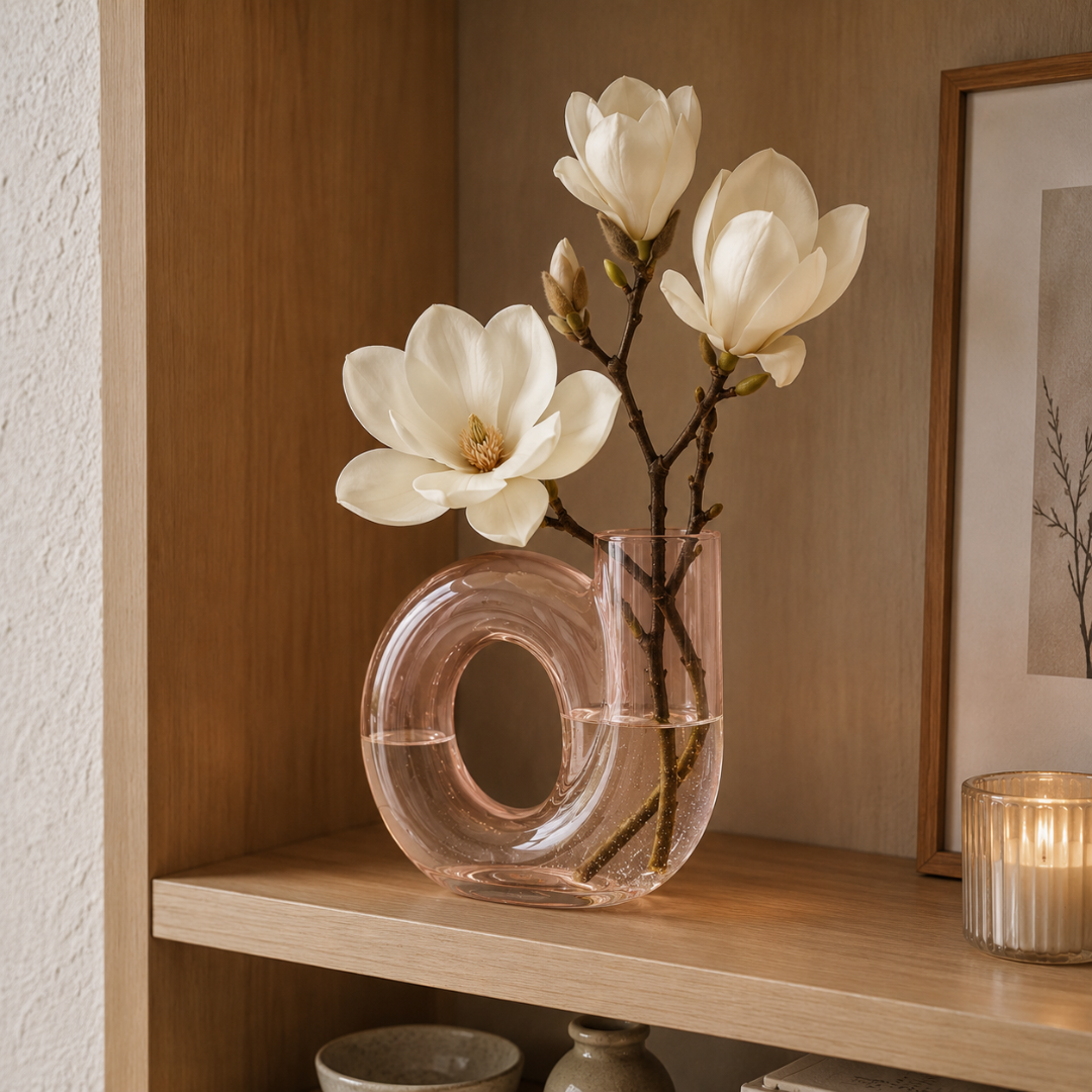 Vase rose transparent