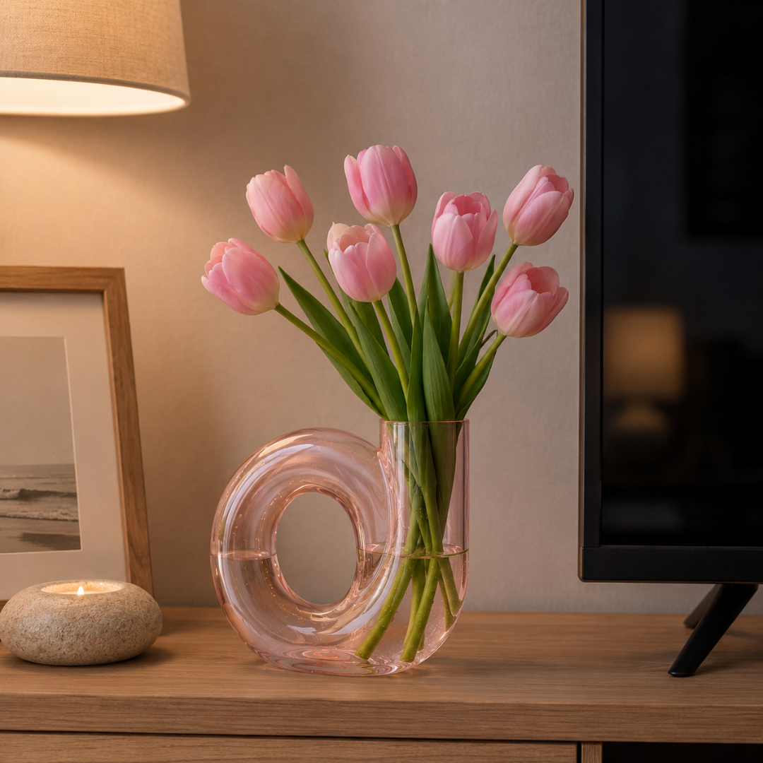 Vase rose transparent