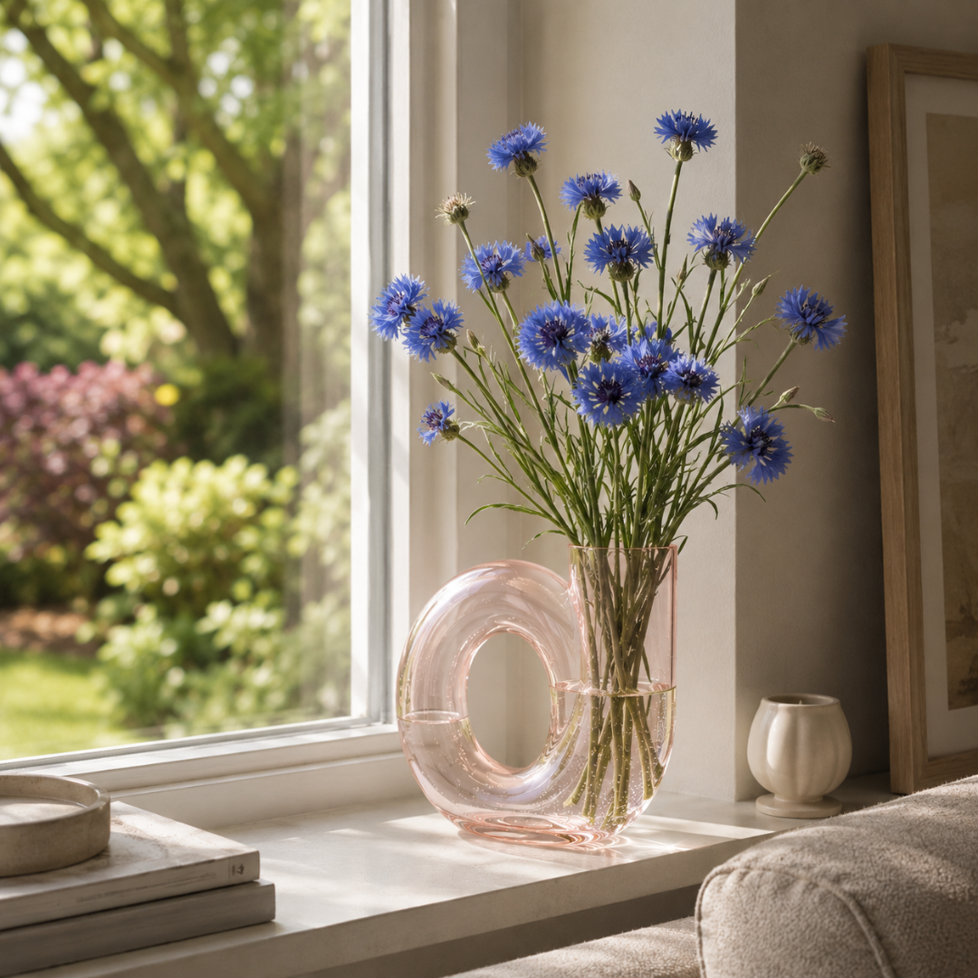 Vase rose transparent