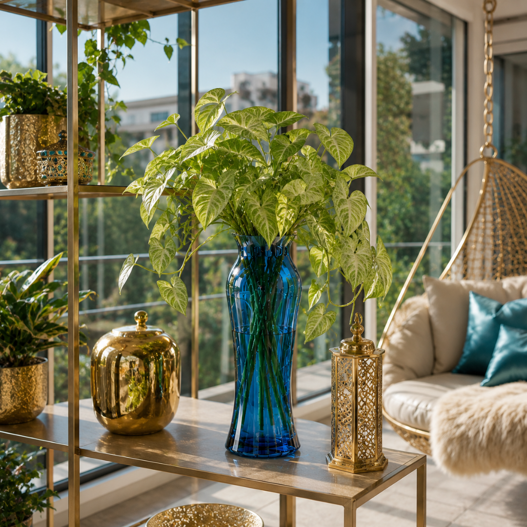 Vase cristal bleu