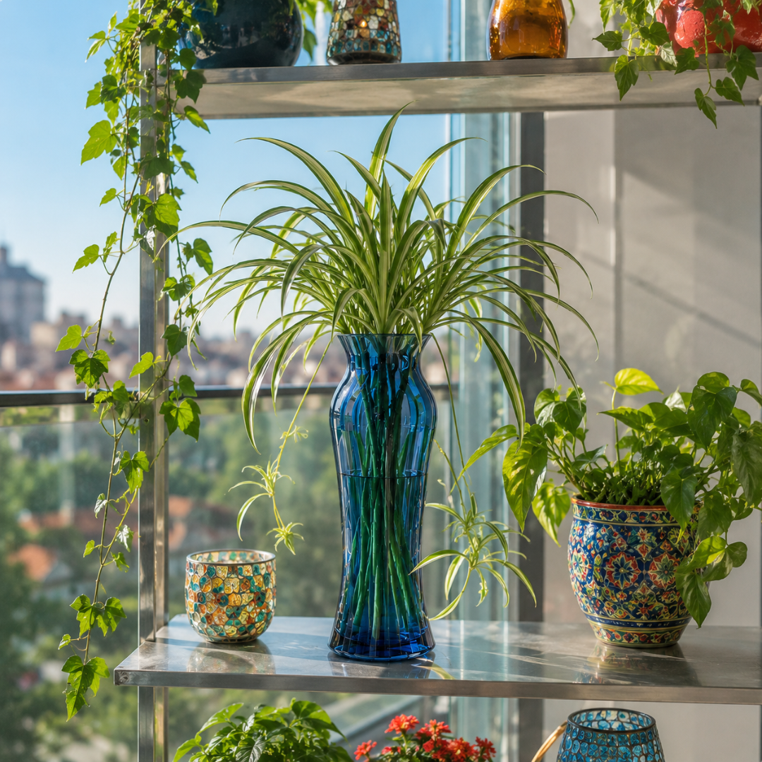 Vase cristal bleu