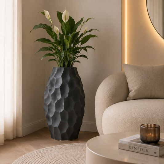 Grand vase noir mat