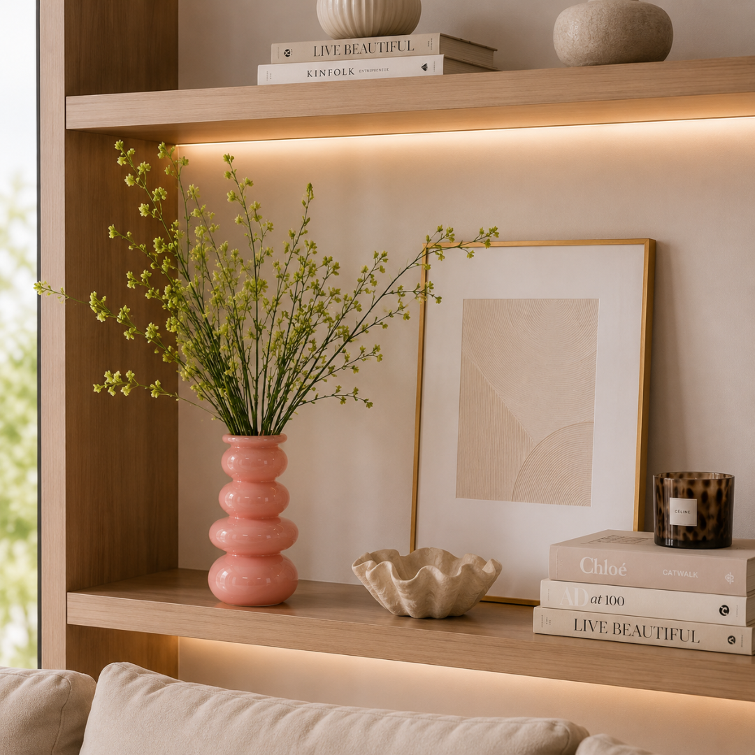 Vase en verre rose