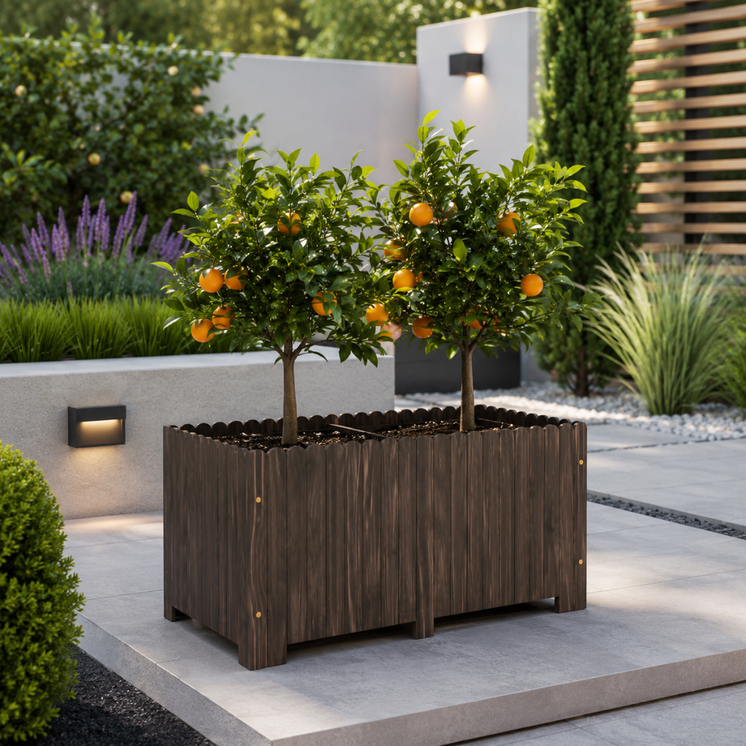 Grand bac à fleur en bois