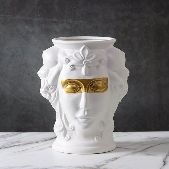 Vase céramique visage blanc