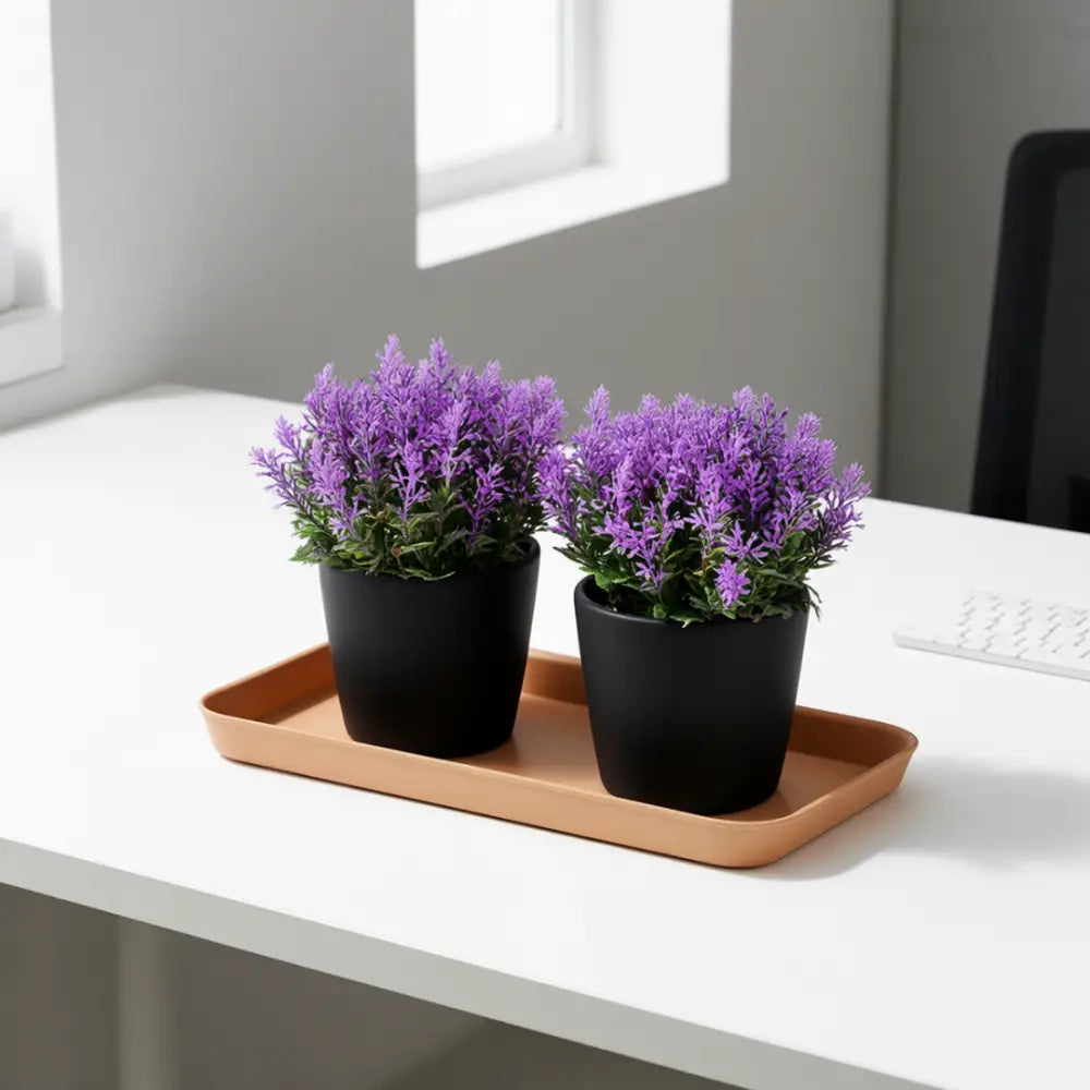 Coupelle rectangulaire pot de fleur - Marron clair