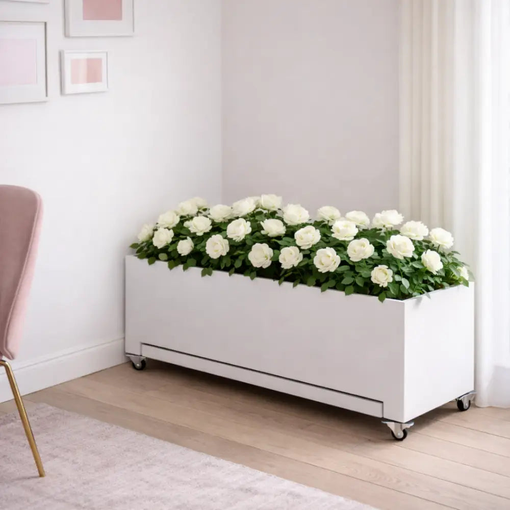 Grande jardinière sur roulettes
