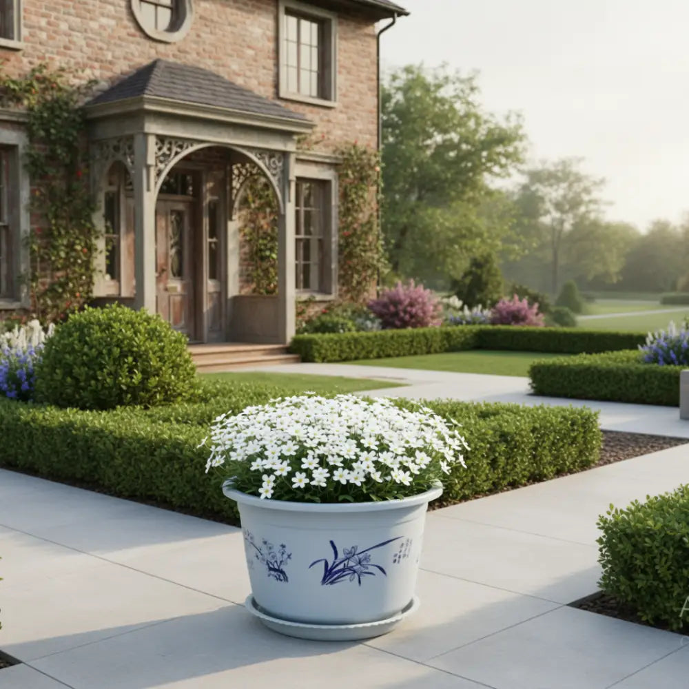 Grand pot de fleur blanc