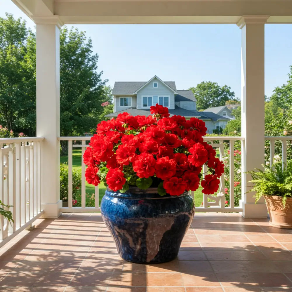 Grand pot de fleur bleu
