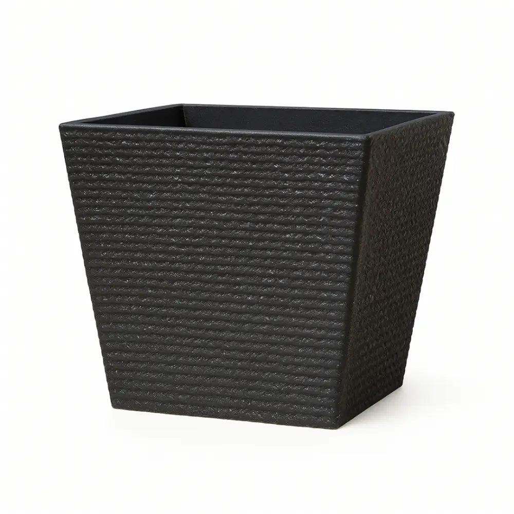 Grand pot de fleur carré extérieur Noir roche