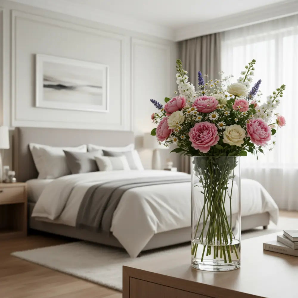 Grand pot de fleur en verre transparent