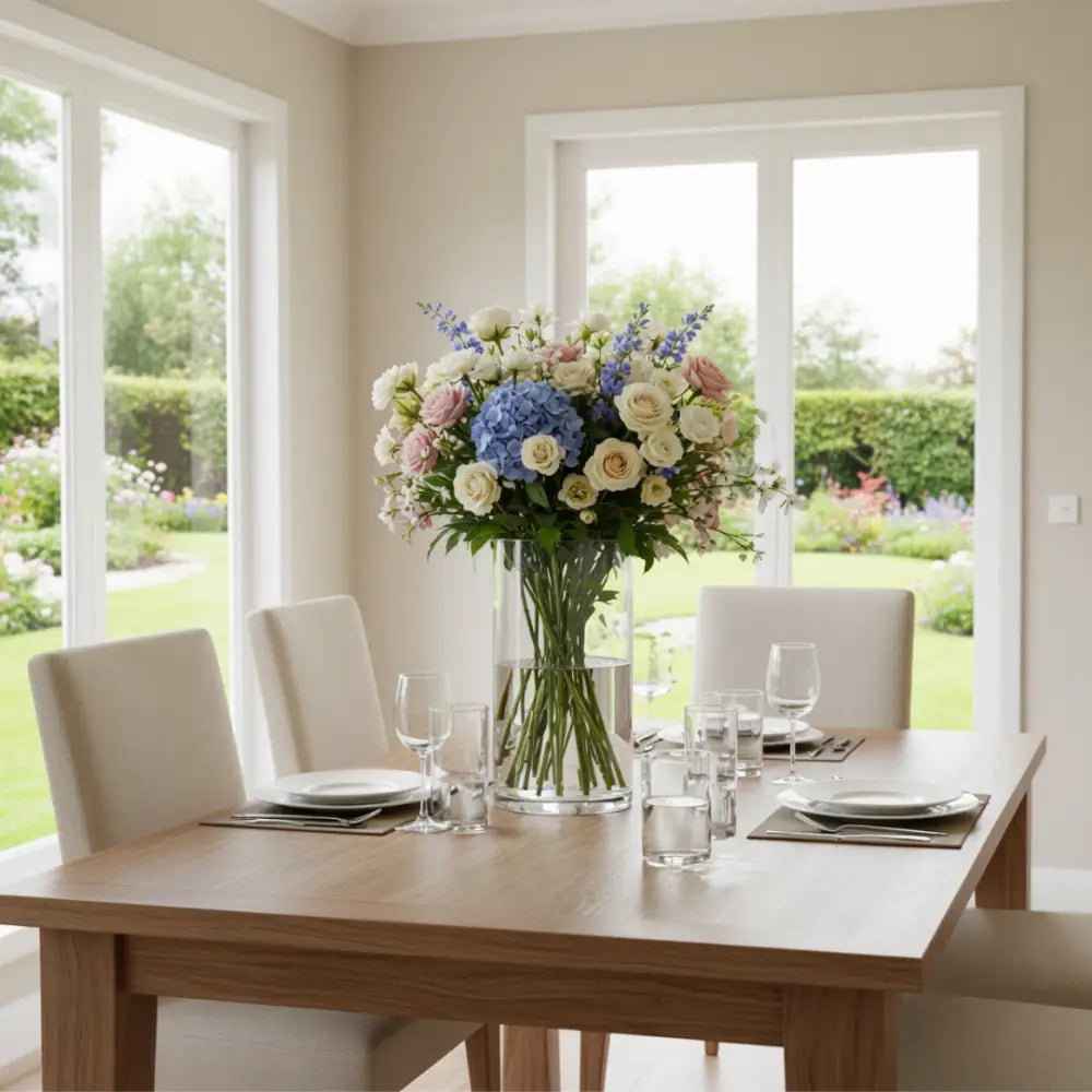 Grand pot de fleur en verre transparent