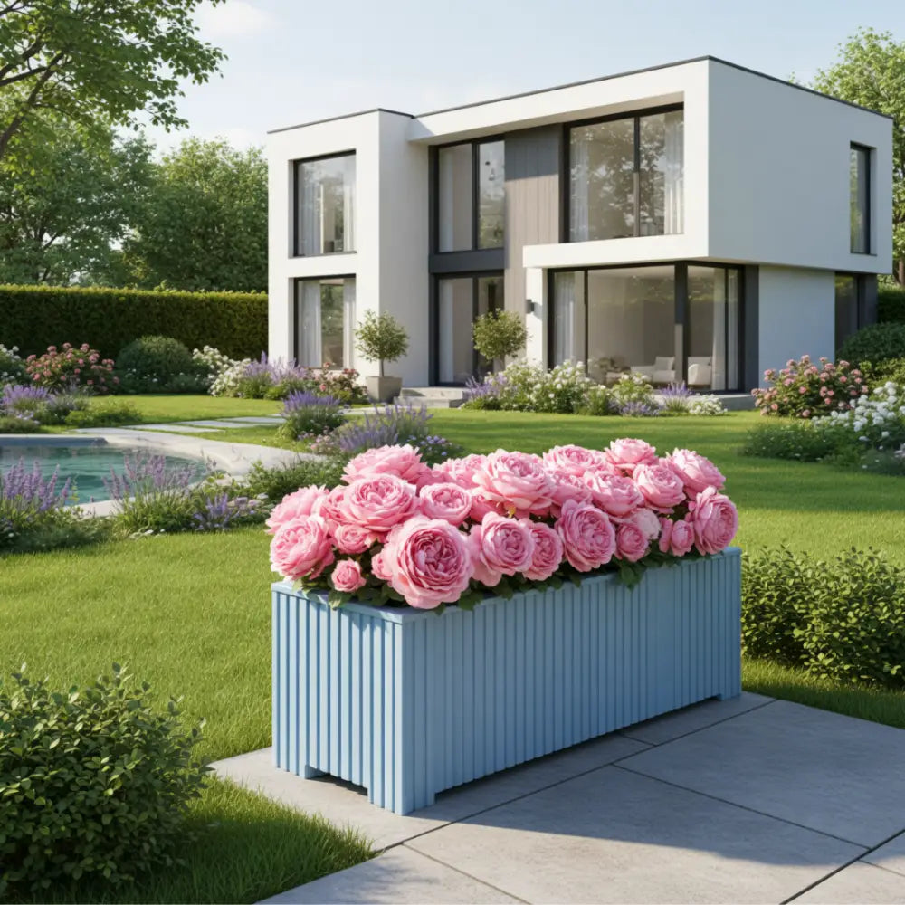 Grand pot de fleur exterieur bleu