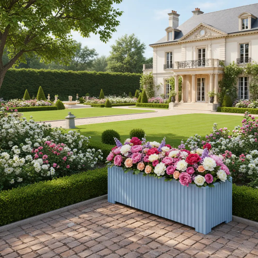 Grand pot de fleur exterieur bleu