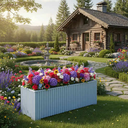 Grand pot de fleur exterieur bleu