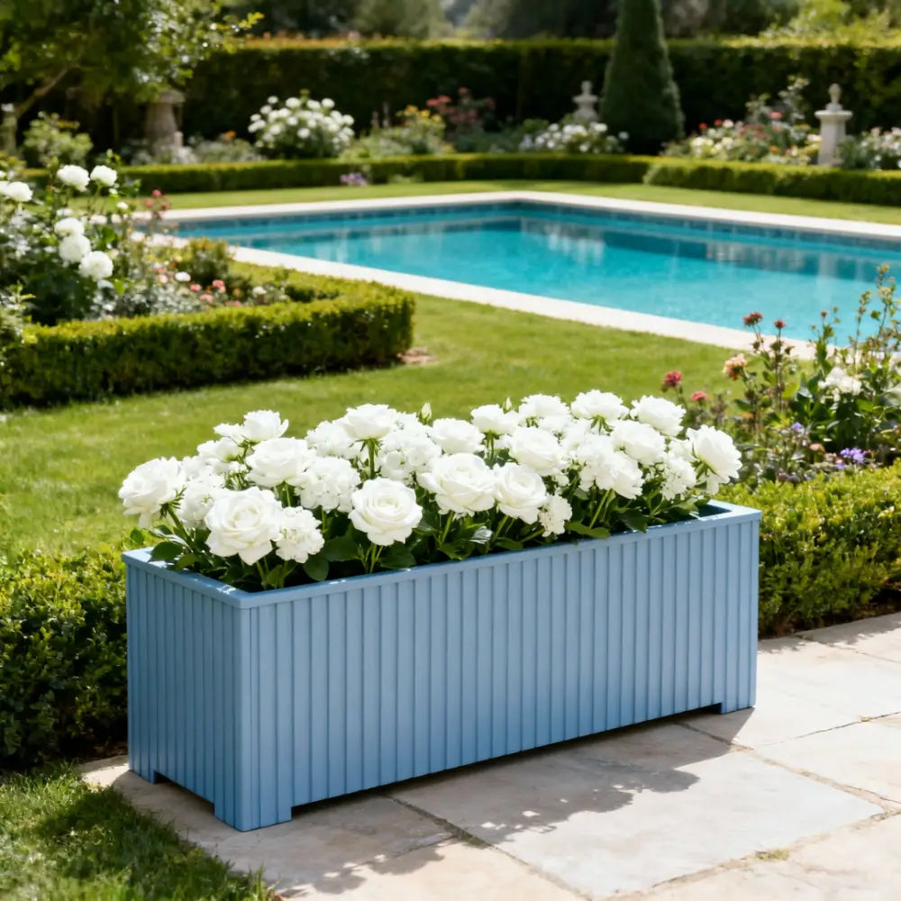 Grand pot de fleur exterieur bleu