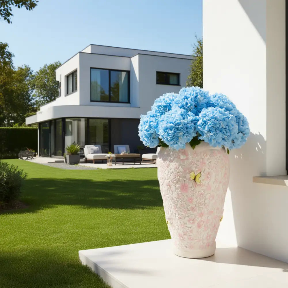 Grand pot de fleur extérieur coloré