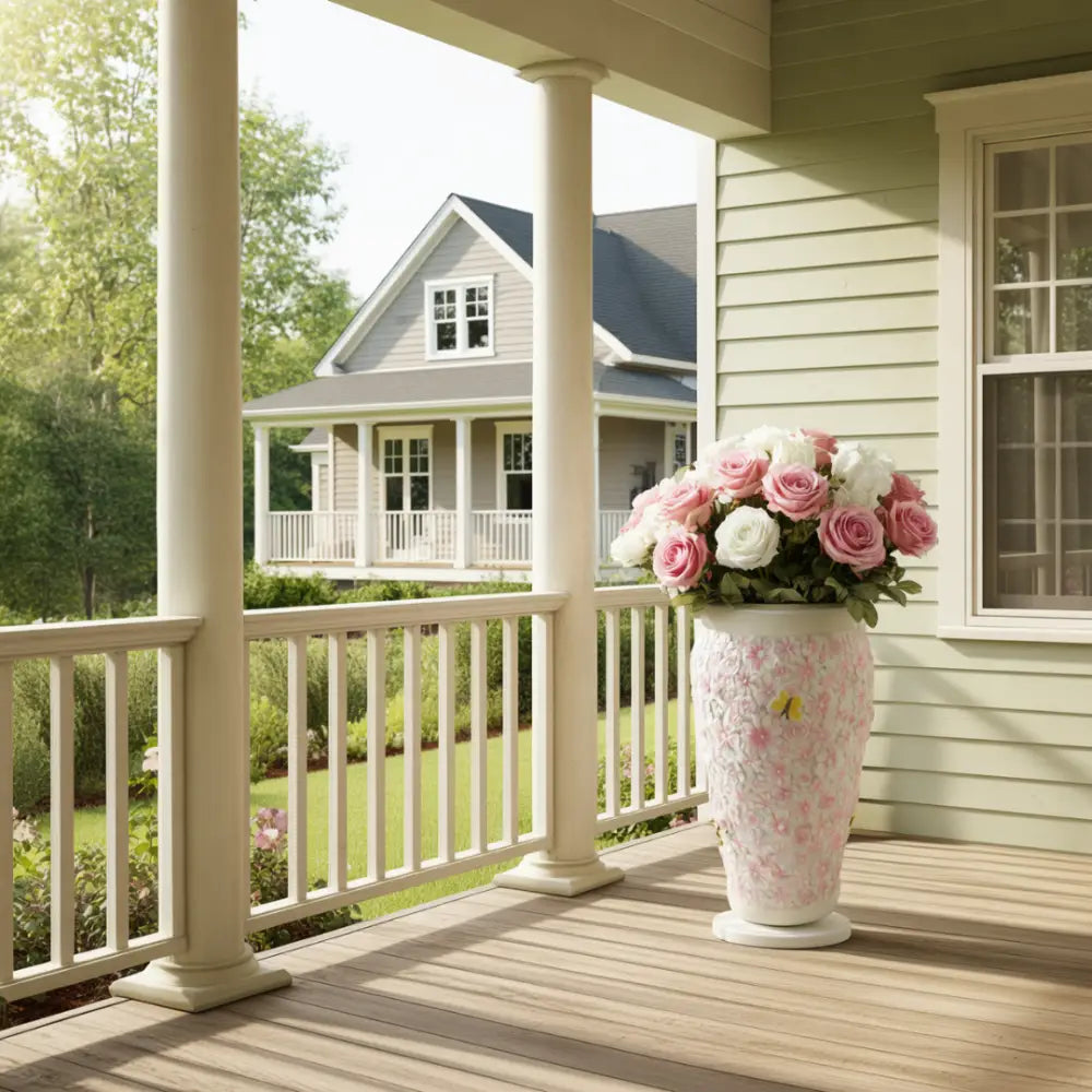 Grand pot de fleur extérieur coloré