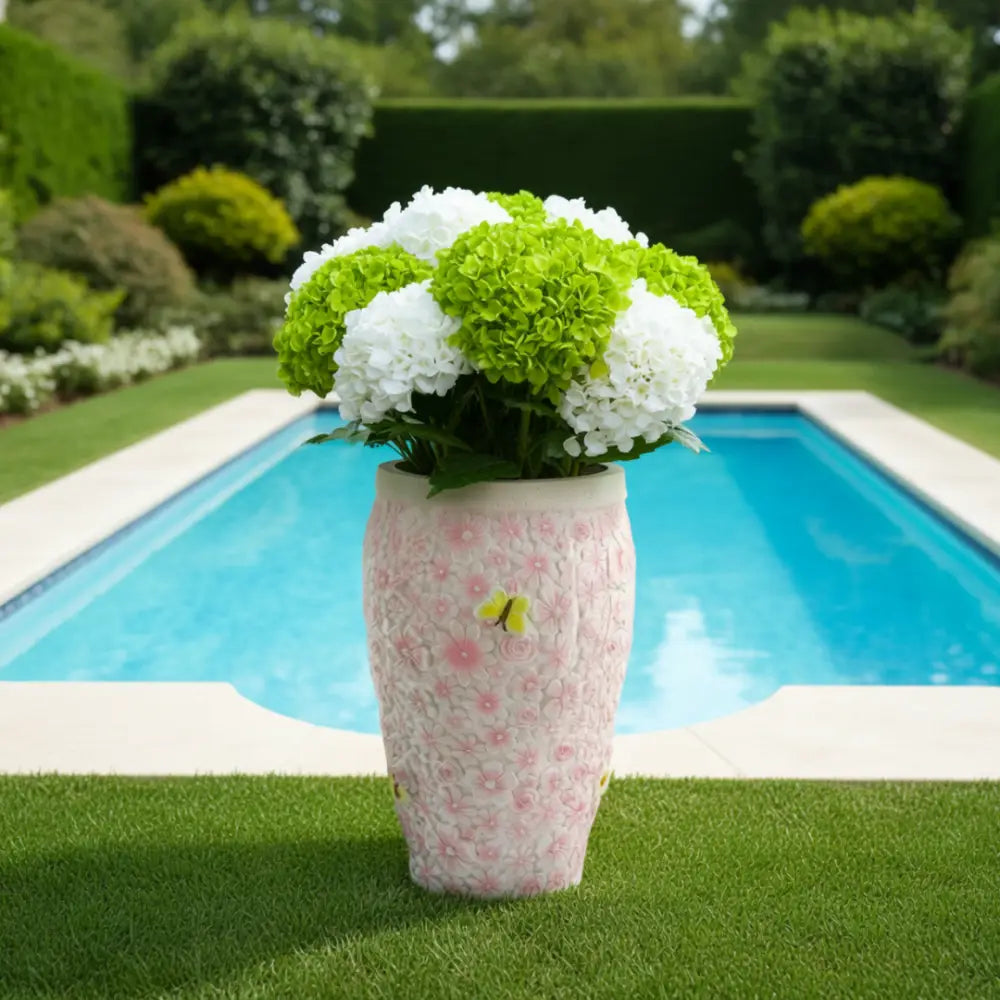 Grand pot de fleur extérieur coloré