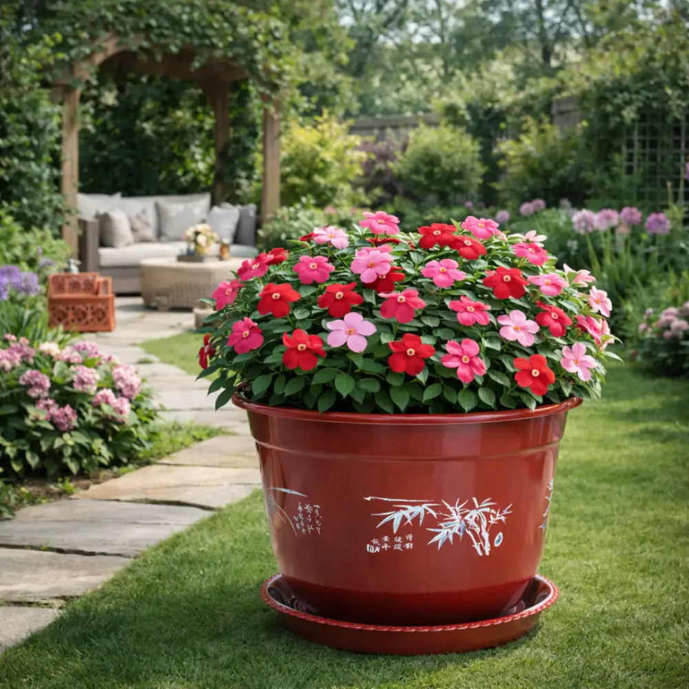 Grand pot de fleur exterieur rouge