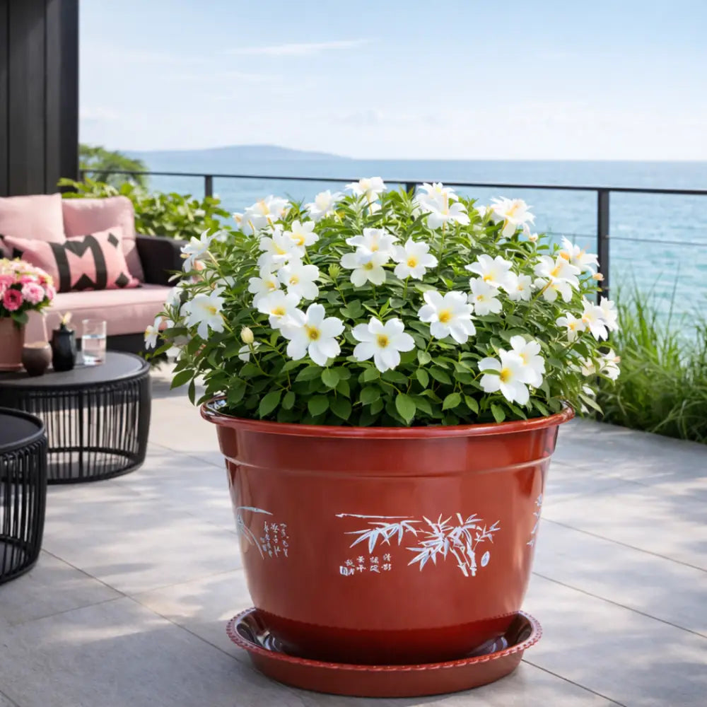 Grand pot de fleur exterieur rouge