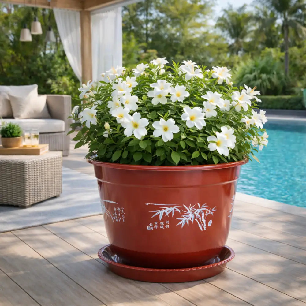 Grand pot de fleur exterieur rouge