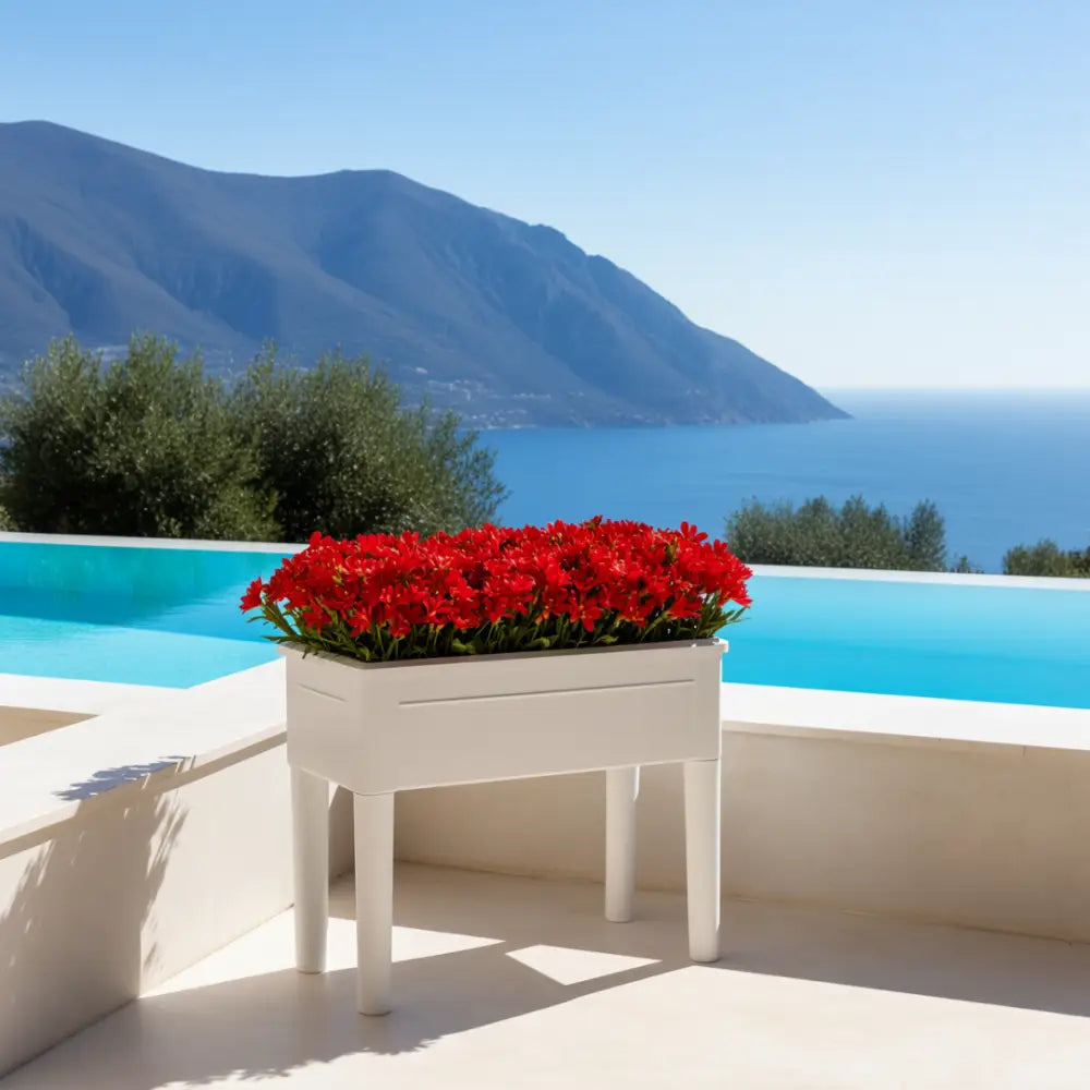 Grand pot de fleur rectangulaire - Blanc