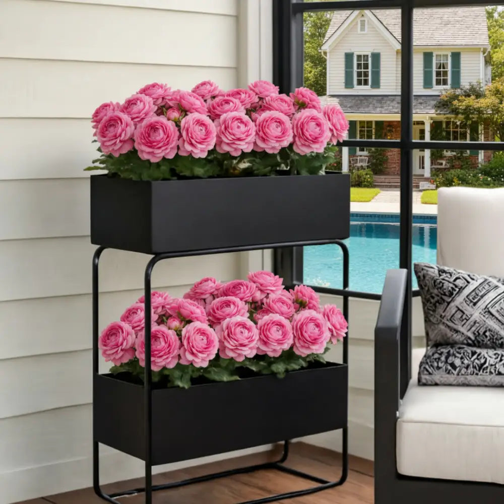 Grand pot de fleur sur pied - Noir