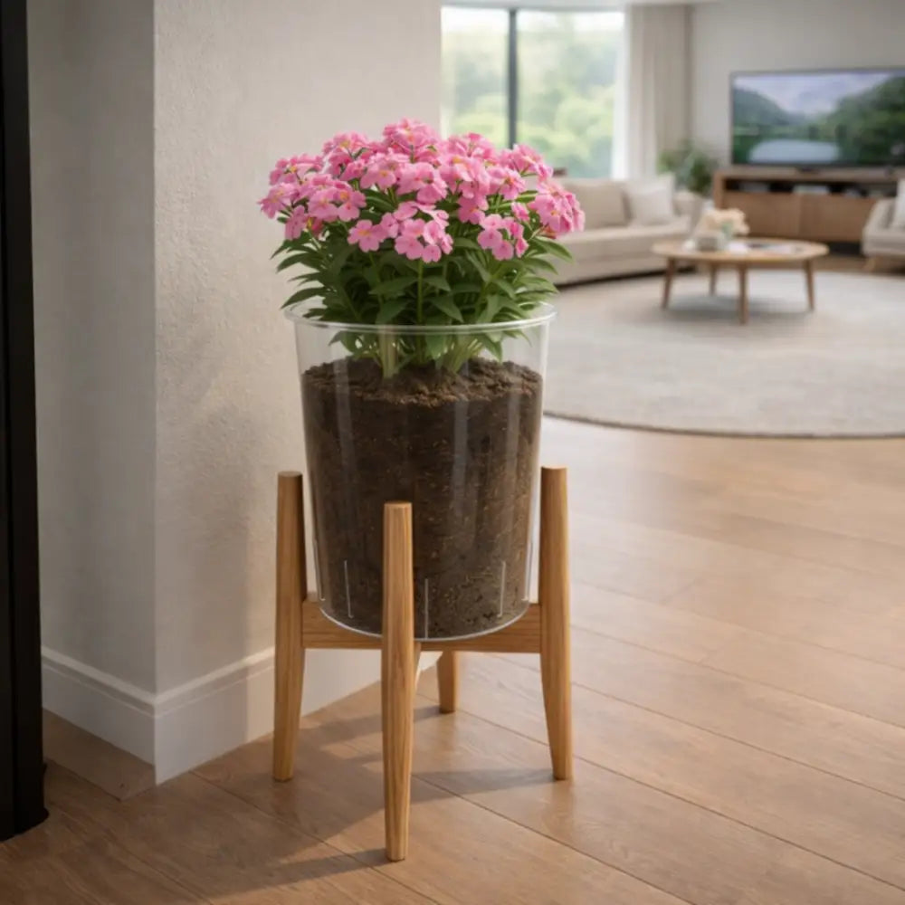 Grand pot de fleur transparent