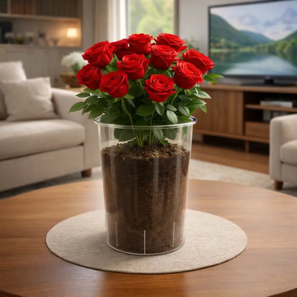 Grand pot de fleur transparent