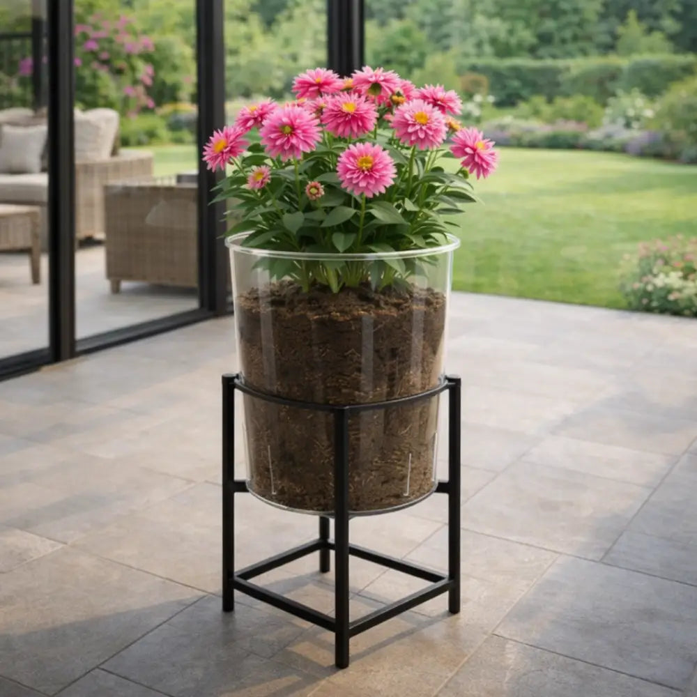 Grand pot de fleur transparent