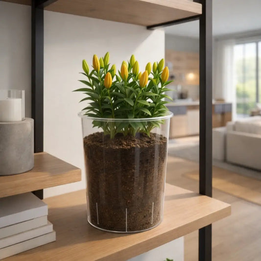 Grand pot de fleur transparent